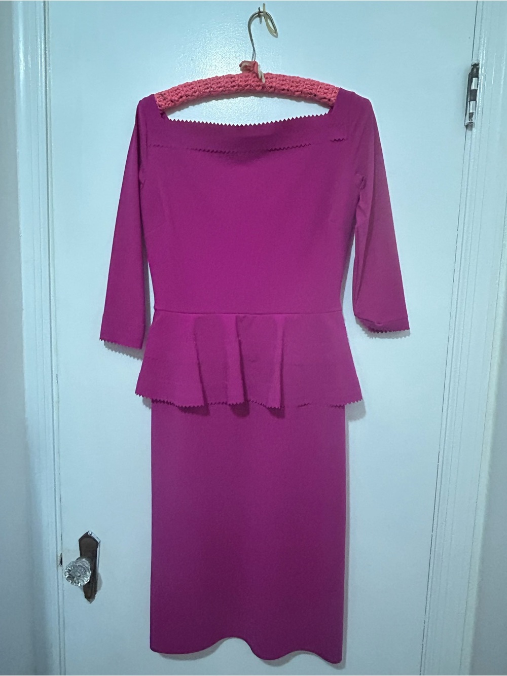Chiara Boni Bright Fuchsia Scalloped Detail Dress